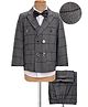 Mark & Mia Woven Full Sleeves Checkered 3 Piece Party Suit With Bow - Grey