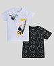 Etched Design Pack Of 2 Half Sleeves Animal & Game Theme Printed Tee - White & Black