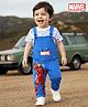 Babyhug Marvel Single Jersey Knit Half Sleeves T-Shirt & Dungaree with Text & Avenger Graphics - Blue