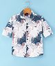 Radutu Full Sleeves Abstract Printed Shirt - White & Navy Blue