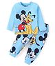 Babyhug Disney Single Jersey Knit Full Sleeves Night Suit With Mickey Mouse Graphics - Light Blue