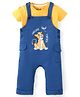 Babyhug Disney  Single Jersey Knit Dungarees & Half Sleeve Tee with Lion King Graphics -Navy & Yellow