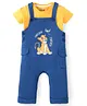 Babyhug Disney  Single Jersey Knit Dungarees & Half Sleeve Tee with Lion King Graphics -Navy & Yellow