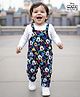 Babyhug Disney Single Jersey Knit Full Sleeves Mickey Mouse Printed Dungaree & T-Shirt - Navy Blue & White