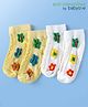 Babyoye Cotton Knitted Ankle Length Socks with Floral Design Pack of 2 - Yellow & White