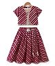 Babyhug Woven Short Sleeves Choli Lehenga & Jacket Set With Foil Print & Sequin Embroidery - Maroon
