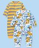 Babyhug 100% Cotton Full Sleeves Romper Cub Print Pack of 2- Yellow & Blue