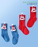 Babyoye Cotton Knit Socks with Snowman Applique Pack of 2 - Red & Blue