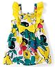 Babyhug Poplin Woven Frill Sleeves Frock with Floral Print & Bow Applique - Yellow