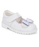 TUSKEY Bow Applique Detailed  Velcro Closure Ballerinas - White