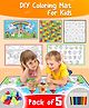 Toysire 3in1 Coloring MAT for Kids Reusable and Washable 3 Jumbo Size Big MATS with 12 Sketch Pen for Coloring, Doodle Mat for 3+ Age (Pack of 5)
