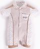 BABY GO Cotton Half Sleeves Stripped & Abstract Printed Romper  -  Beige