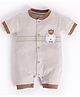 BABY GO Cotton Half Sleeves Teddy Embroidered  Romper  - Grey