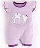 BABY GO Cotton Frill  Sleeves Cat    Embroidered   Romper - Purple