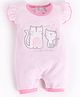 BABY GO Cotton Frill  Sleeves Cat    Embroidered   Romper - Pink