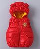 Kookie Kids Sleeveless Padded Hooded Jacket with Ears Applique & Duck Patch Detailing - Red
