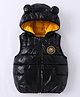 Kookie Kids Sleeveless Padded Hooded Jacket with Ears Applique & Duck Patch Detailing - Black
