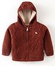 Yellow Apple Knitted Full Sleeves Hoodies With Cable Knit Design - Rust