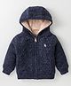 Yellow Apple Knitted Full Sleeves Hoodies With Cable Knit Design - Blue