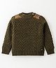 Yellow Apple Knitted Full Sleeves Pullover Sweater With Cable Knit Design - Olive Green