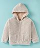 Yellow Apple Cotton Knit Full Sleeves Solid Color Hooded Front Open Sweater - Tan