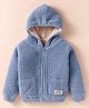 Yellow Apple Cotton Knit Full Sleeves Solid Color Hooded Front Open Sweater - Sky Blue