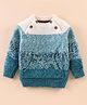 Yellow Apple Knitted Full Raglan Sleeves Colour Block Pullover Sweater - Teal