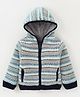 Yellow Apple Full Sleeves Striped Hooded Sweatjacket - Light Blue