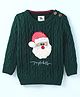 Yellow Apple Knitted Full Sleeves Cable Knit Designed Pullover Sweater with Santa Patch & Applique  - Dark Green