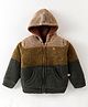 Yellow Apple Full Sleeves Hooded Sweatjacket With Colour Block Design & Kangaroo Pockets - Olive Green