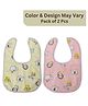 BitFeex Waterproof Feeding Bibs with Snap Button Closure Print- Pack of 2, Color & Design May Vary