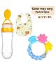 BitFeex Squeezy Food Feeder Bottle With Spoon Rattle Teether and Bibs-pack of 3 Pcs, Color may vary
