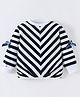 Kookie Kids Cotton Knit Full Sleeves Striped Sweatshirt with Bow Applique - Black & White