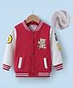 Kookie Kids Full Sleeves Bomber Jacket with Teddy Applique - Dark Red