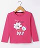 Doreme Single Jersey Knit Full Sleeves T-Shirt With Floral Print - Dark Pink