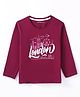 Doreme Single Jersey Knit Full Sleeves T-Shirt With Text Print - Burgandy