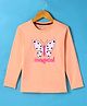 Doreme Single Jersey Knit Full Sleeves Butterfly Printed T-Shirt - Light Peach