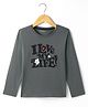 Doreme Single Jersey Knit Full Sleeves T-Shirt With Text Print - Grey