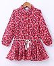 Under Fourteen Only Full Sleeves Floral Printed Dress - Coral