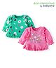 Babyoye Eco Conscious 100% Cotton Full Sleeves Tops With Floral Print & Frill Detailing Pack of 2 - Dark Pink & Green