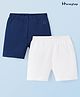 Honeyhap Premium Cotton Elastane Single Jersey Knee Length Cycling Shorts with Bio Finish Pack of 2 - Bright White & Navy Blue