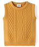 Doodle Poodle Knitted Sleeveless Sweater with Cable Knit Design - Mustard