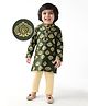 EARTHY TOUCH Single Jersey Knit Full Sleeves Ajrakh Printed Kurta Pyjama Set - Dark Green