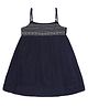 Young Birds Sleeveless Abstract Embroidered Knee Length Dress - Navy