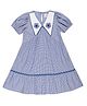 Young Birds Half Puff Sleeves Gingham Checked  Knee Length Dress - Blue