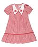 Young Birds Half Puff Sleeves Gingham Checked  Knee Length Dress - Cherry
