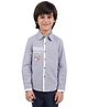 One Friday Full Sleeves Seas Adventures Text Embroidered Shirt - Blue