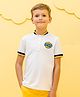 One Friday Half Sleeves Pow Text Printed Striped Tee - Off White