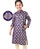 EARTHY TOUCH Single Jersey Knit Floral Foil Printed Kurta - Purple