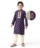 EARTHY TOUCH Single Jersey Knit Full Sleeves Embroidered & Floral Printed Kurta Pyjama Set - Purple